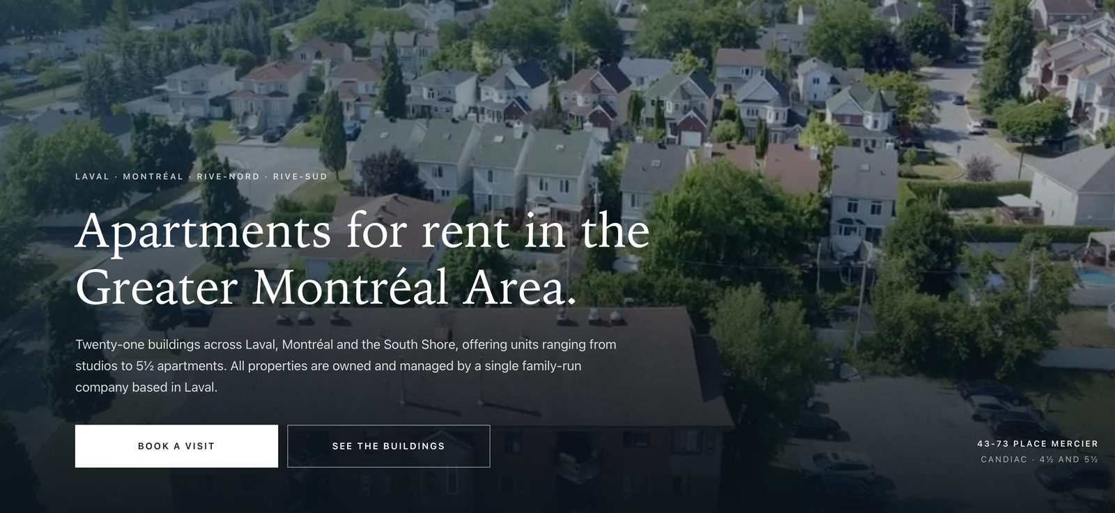Site de CGK Realties : appartements à louer dans le Grand Montréal